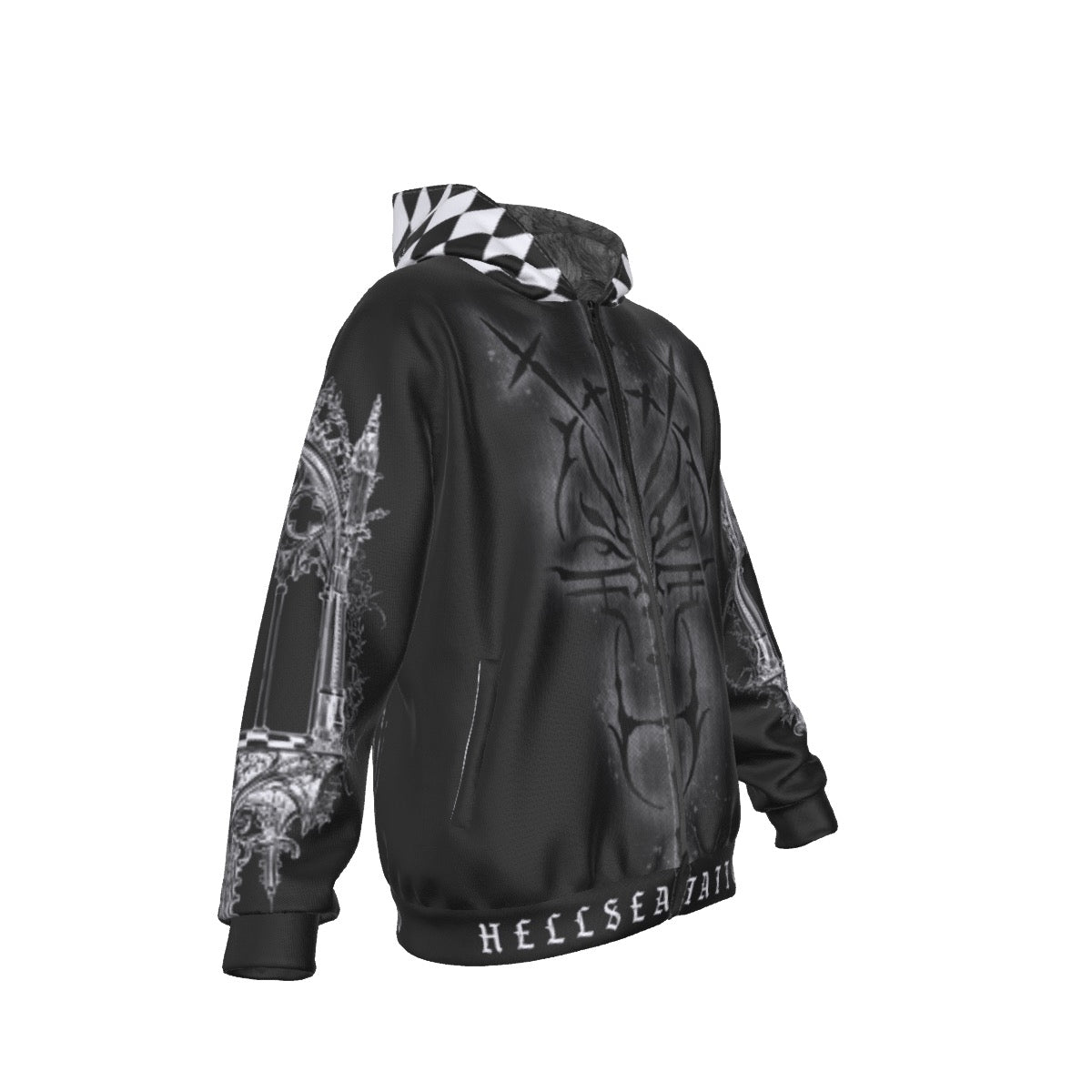Angelic Cathedral Fleece Zip Hoodie Black