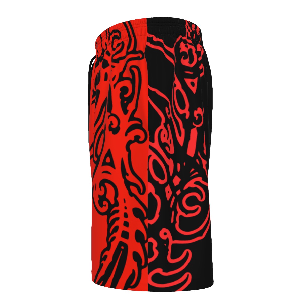 Red and Black Print Beach Shorts
