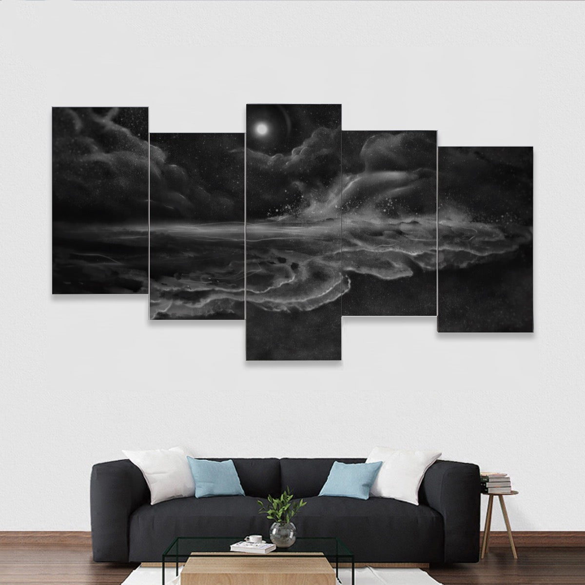 "Noche Obscura del Alma" Framed five-piece mural