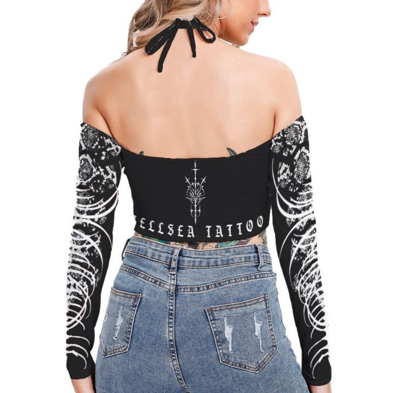 Snake Bite Black Halter Lace-up Top