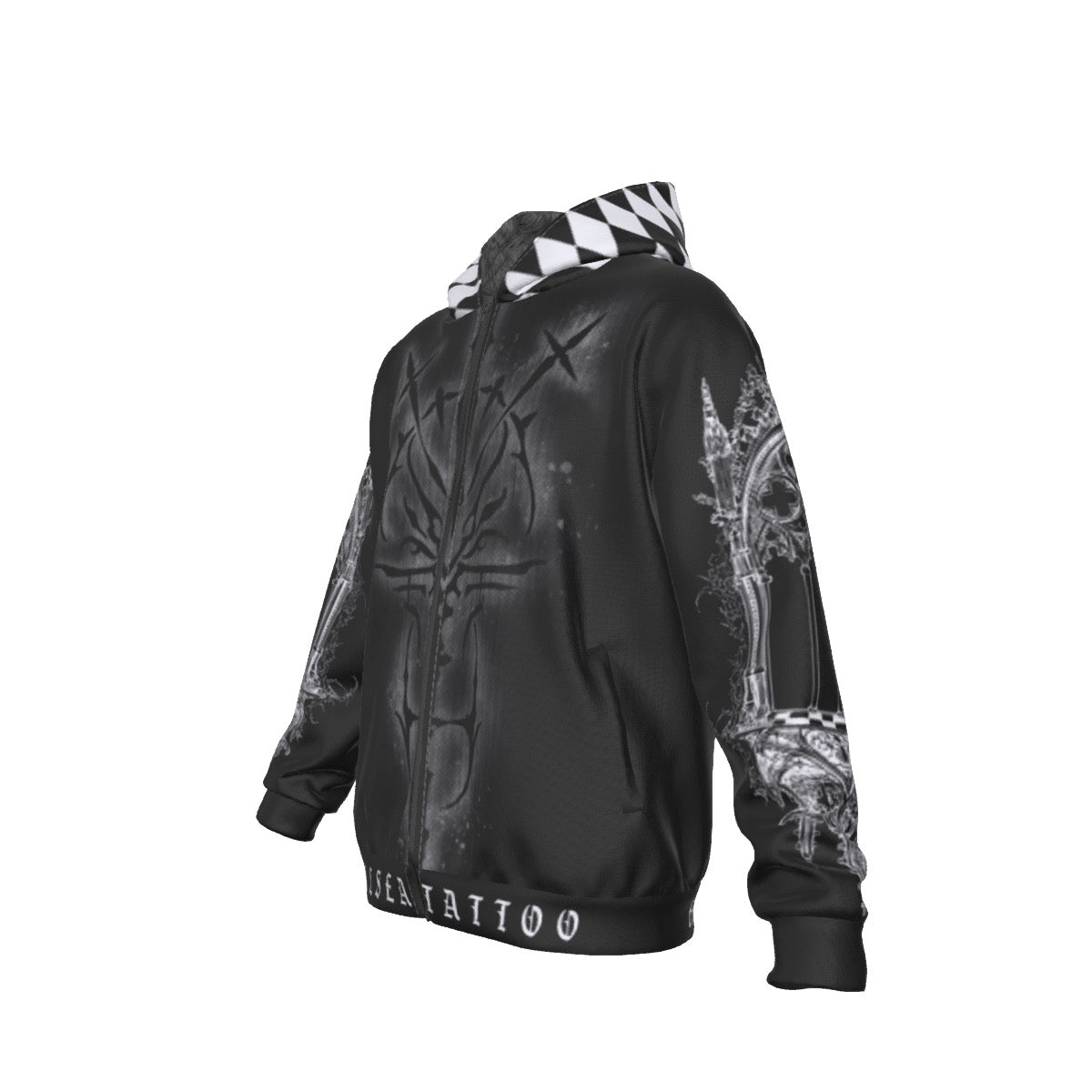Angelic Cathedral Fleece Zip Hoodie Black