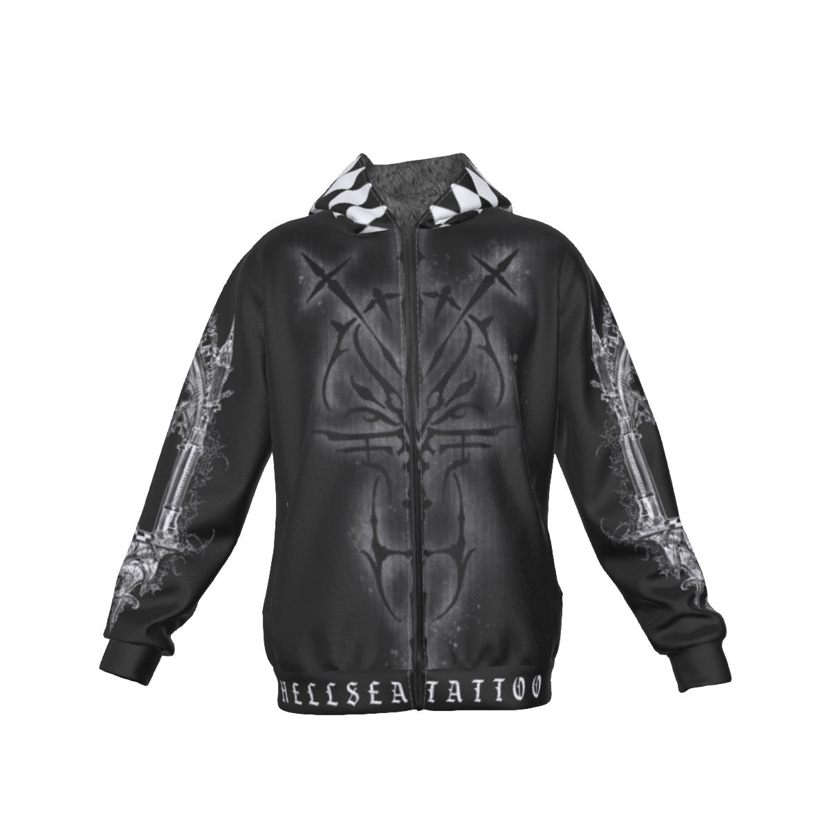 Angelic Cathedral Fleece Zip Hoodie Black