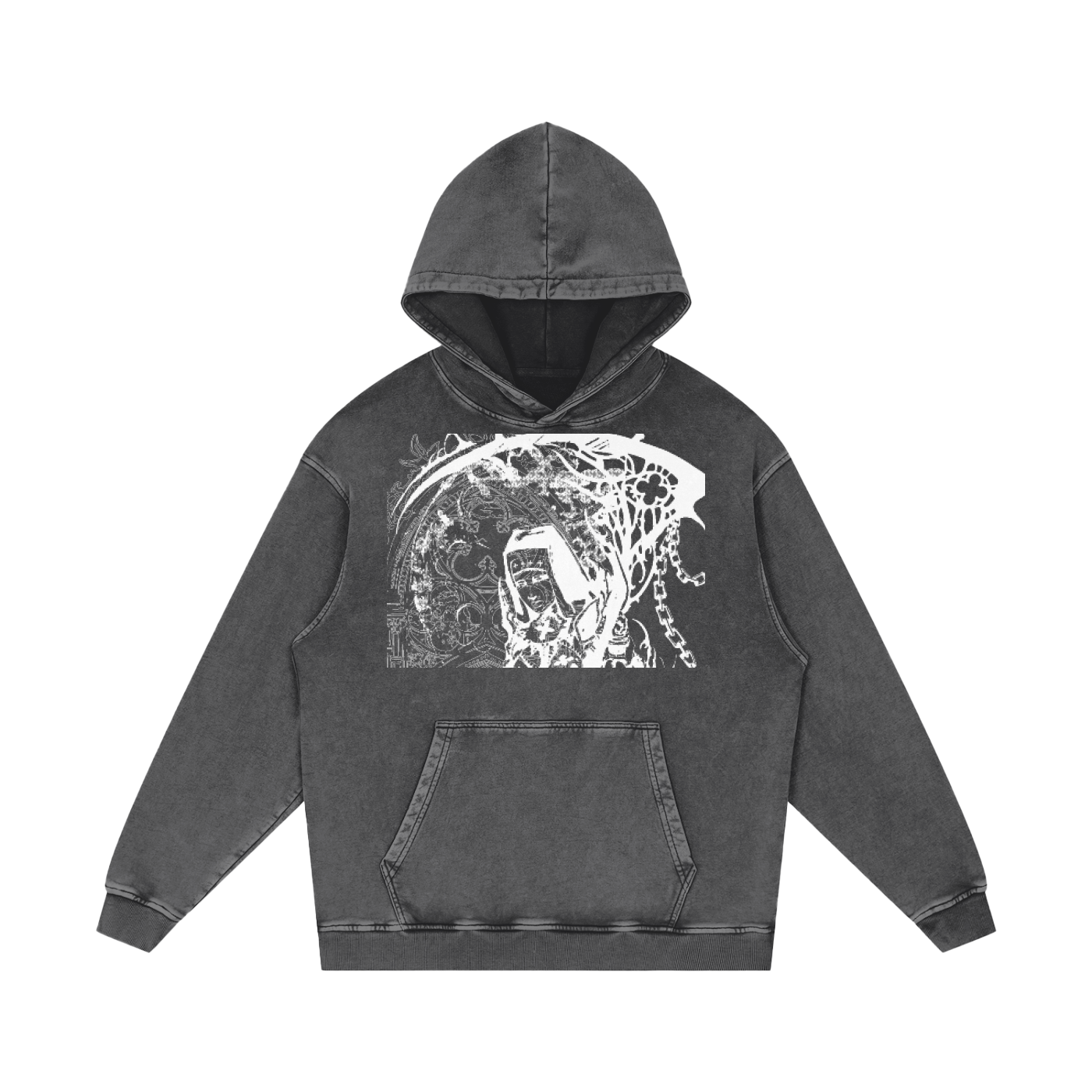 Grave Rubbing Acid Wash Oversize Hoodie