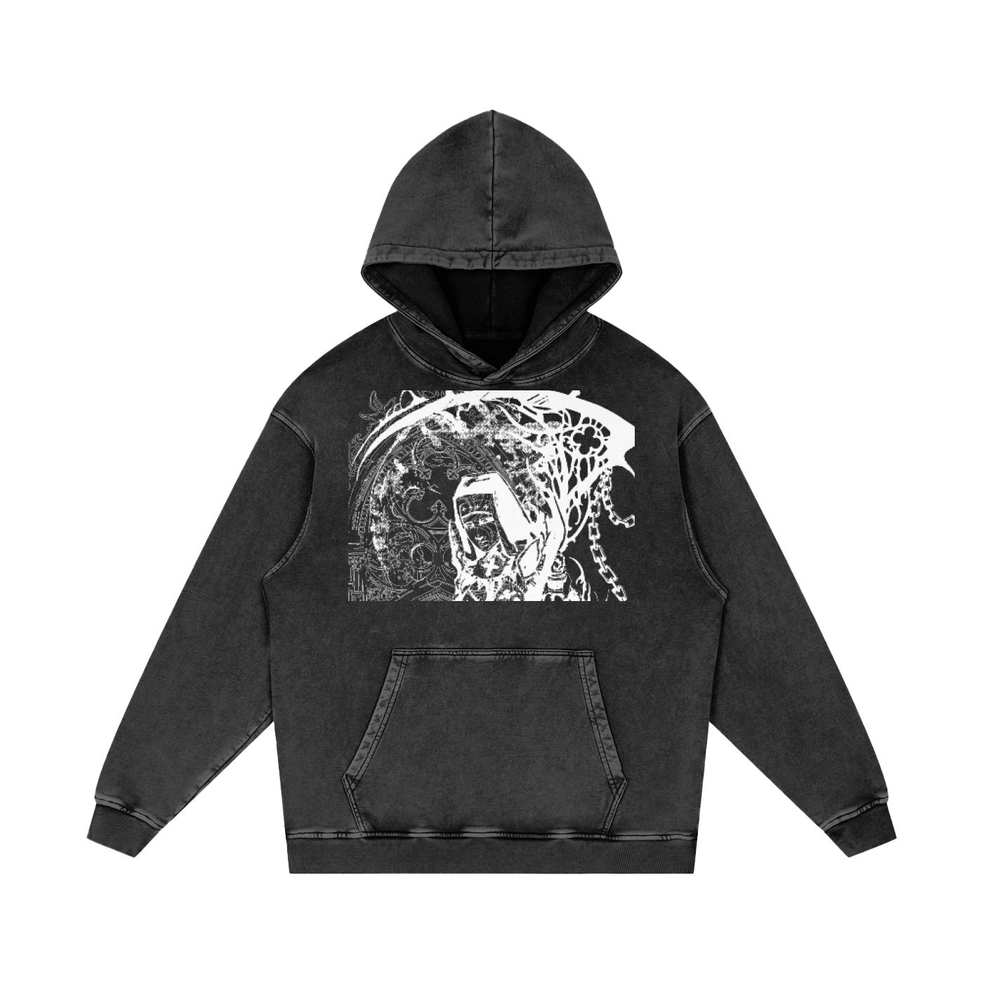 Grave Rubbing Acid Wash Oversize Hoodie