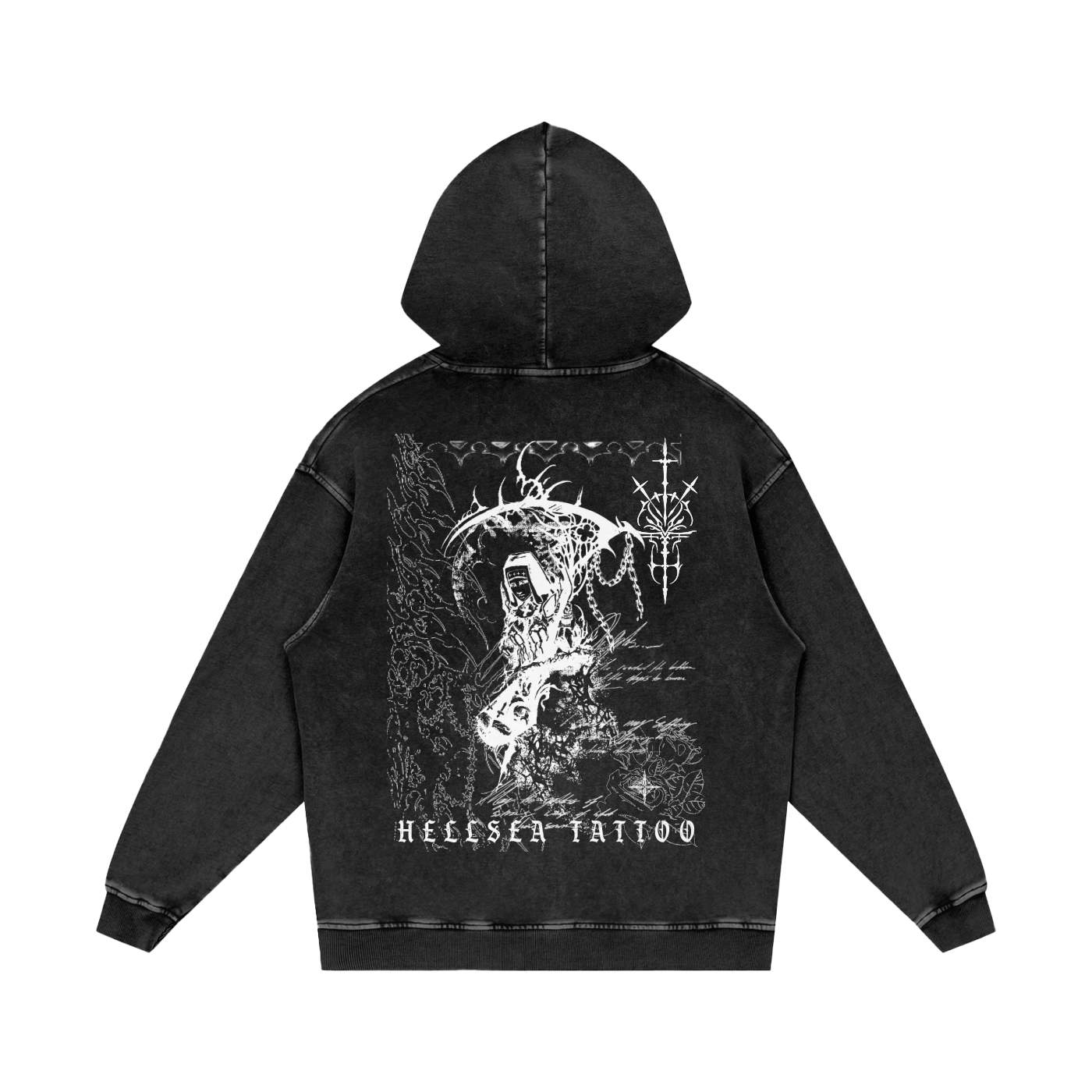 Grave Rubbing Acid Wash Oversize Hoodie