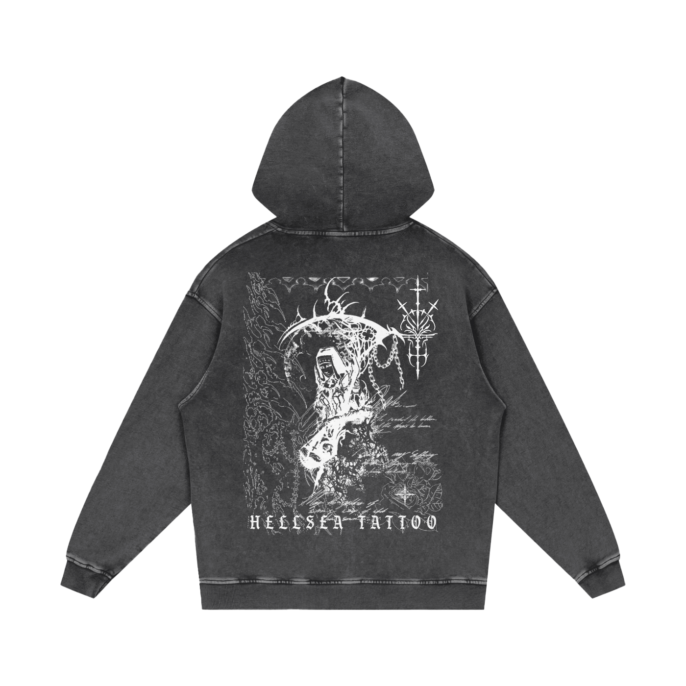 Grave Rubbing Acid Wash Oversize Hoodie