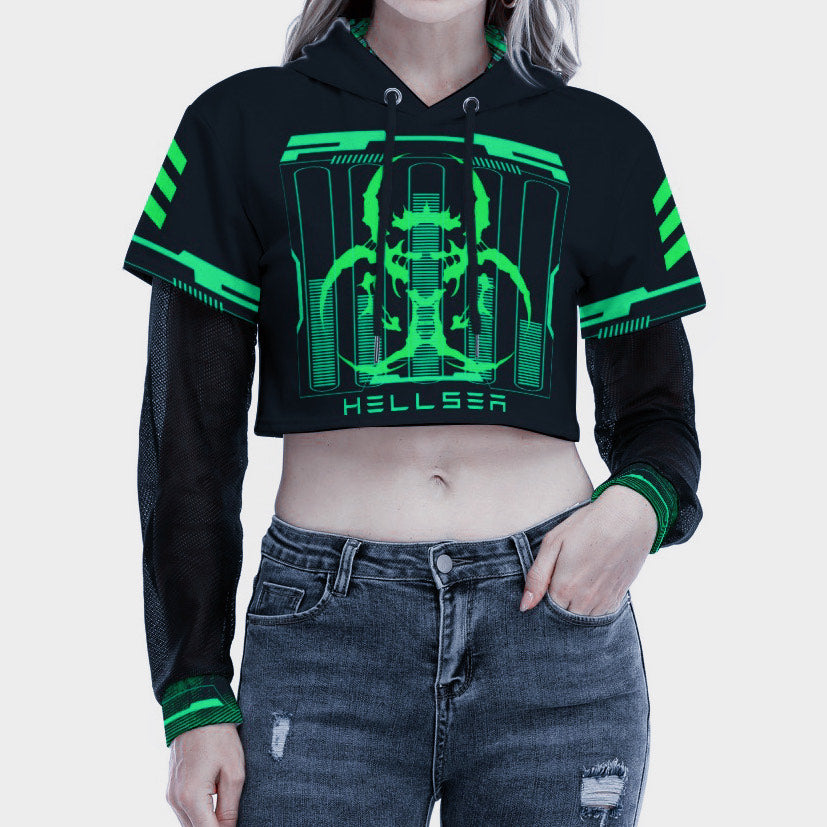 Mainframe Mesh Cropped Hoodie