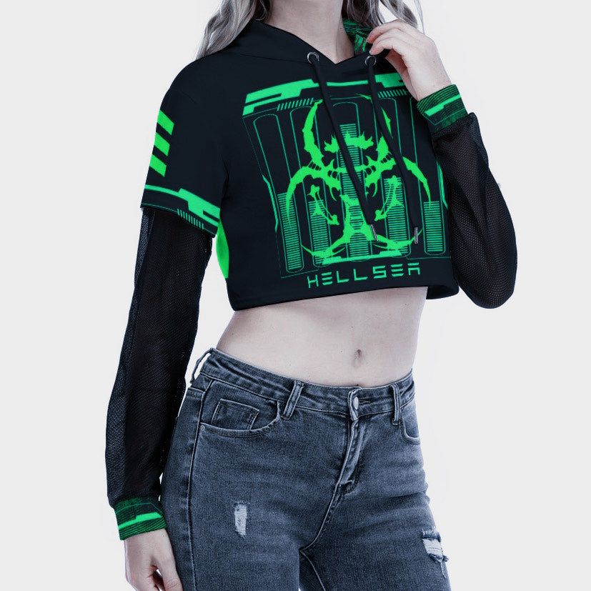 Mainframe Mesh Cropped Hoodie