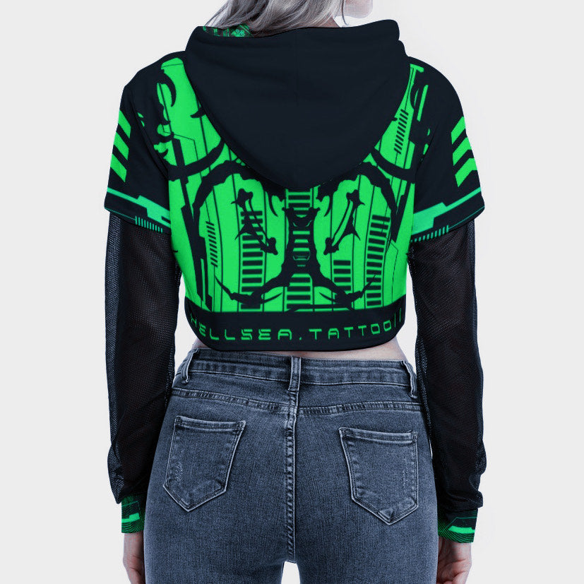 Mainframe Mesh Cropped Hoodie