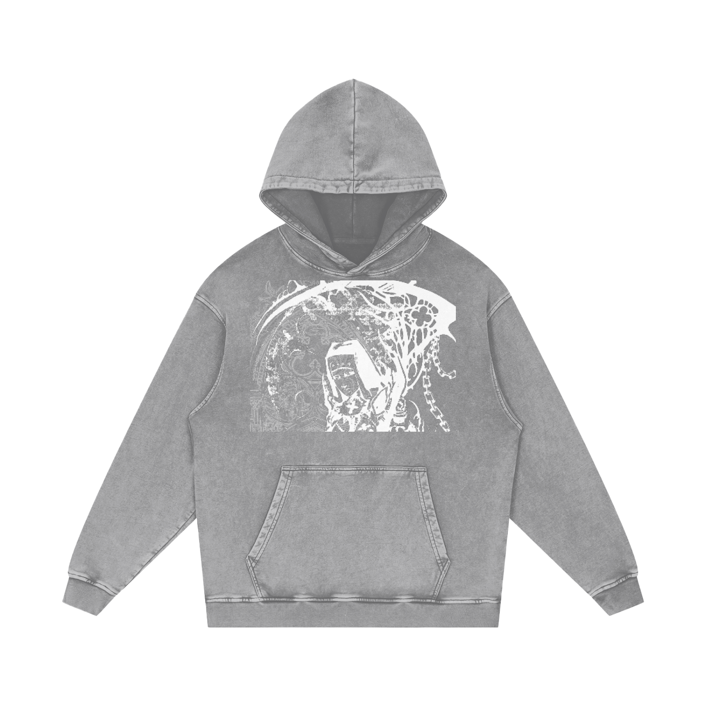 Grave Rubbing Acid Wash Oversize Hoodie
