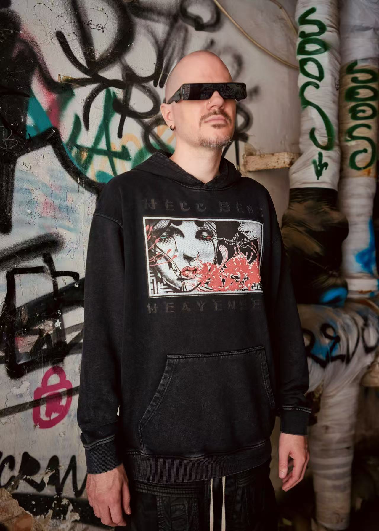 HellBent Acid Wash Oversize Hoodie