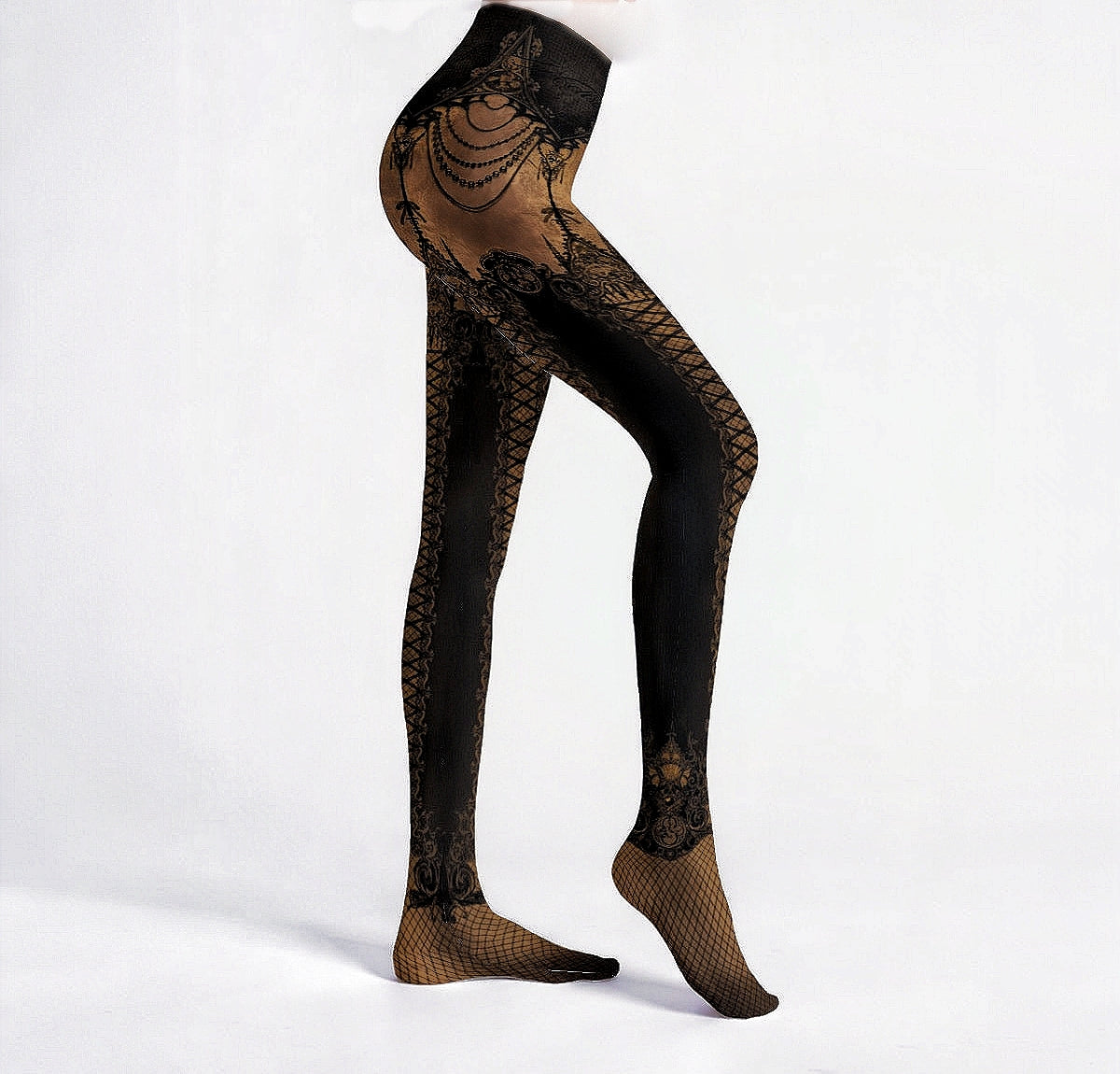 Élise Illustrated Tights Dark