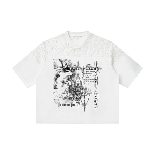 Des-Prayer Lace V-Neck T-Shirt
