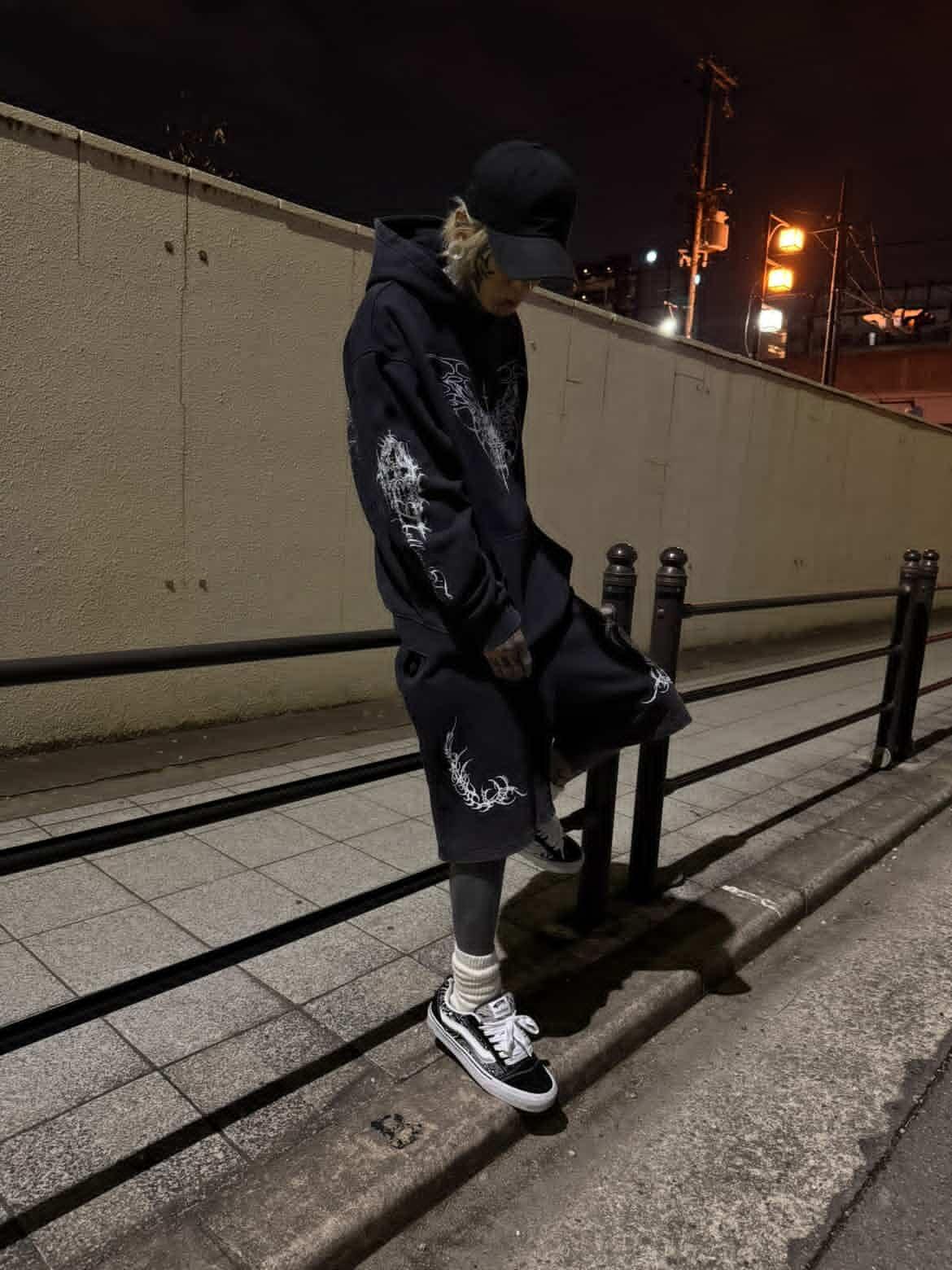 Blessed Sigil Snow Washed Loose Cotton Hoodie