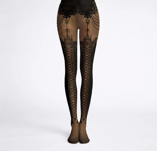 Élise Illustrated Tights Dark