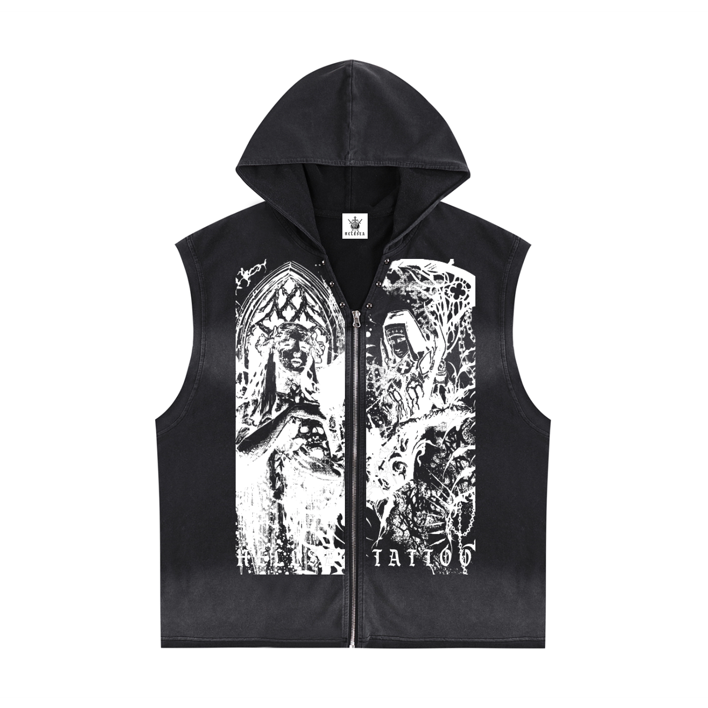 Faith Reaper Vintage Washed Zip-Up Hooded Tank Top