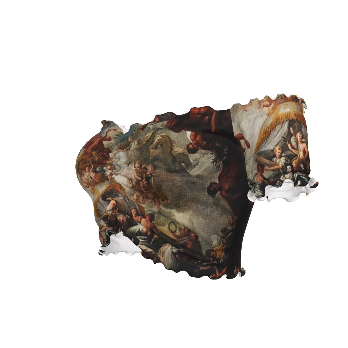 Baroque Painting Off Shoulder Short Sleeve Shirt