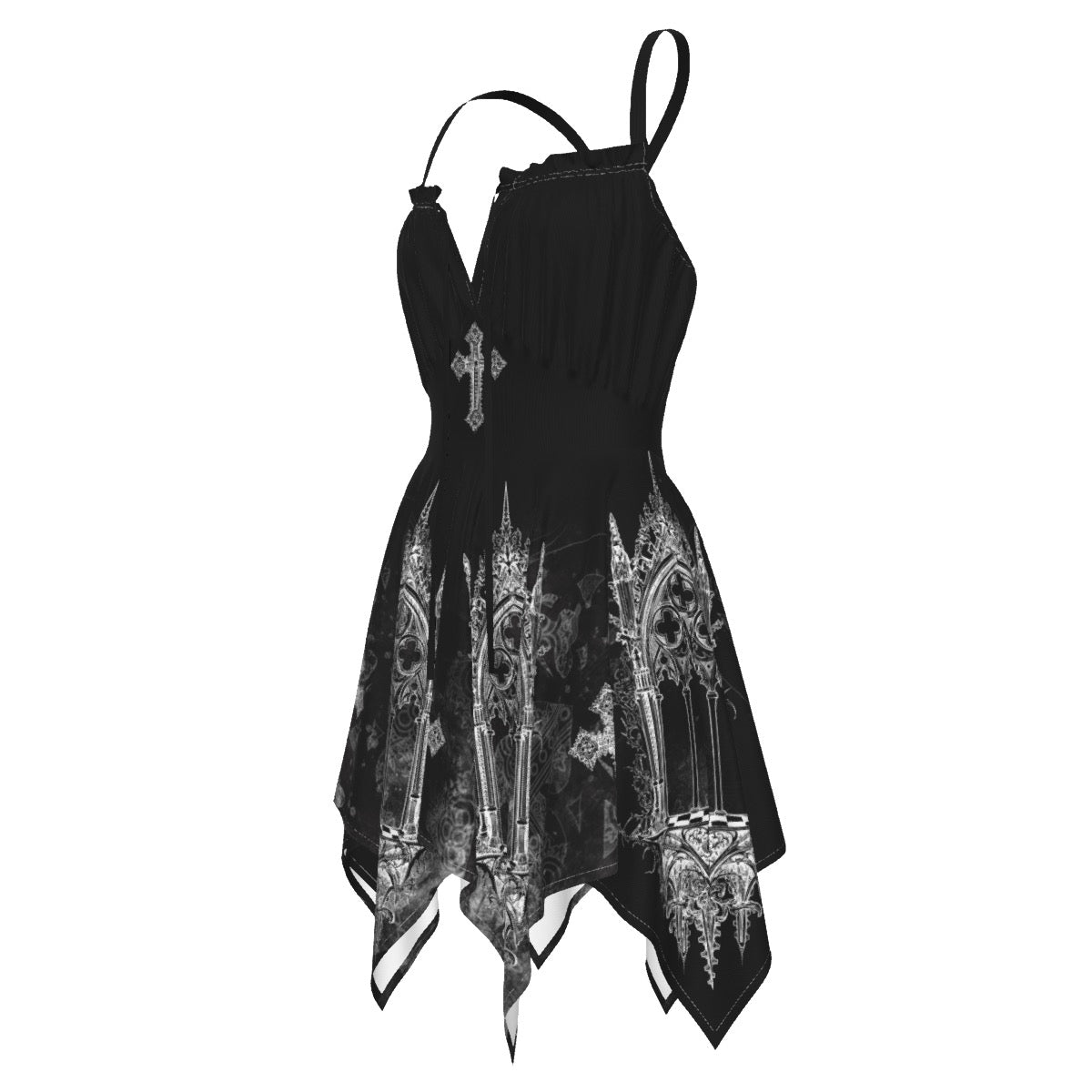 Gothic Black Vampire Cross Slip Dress