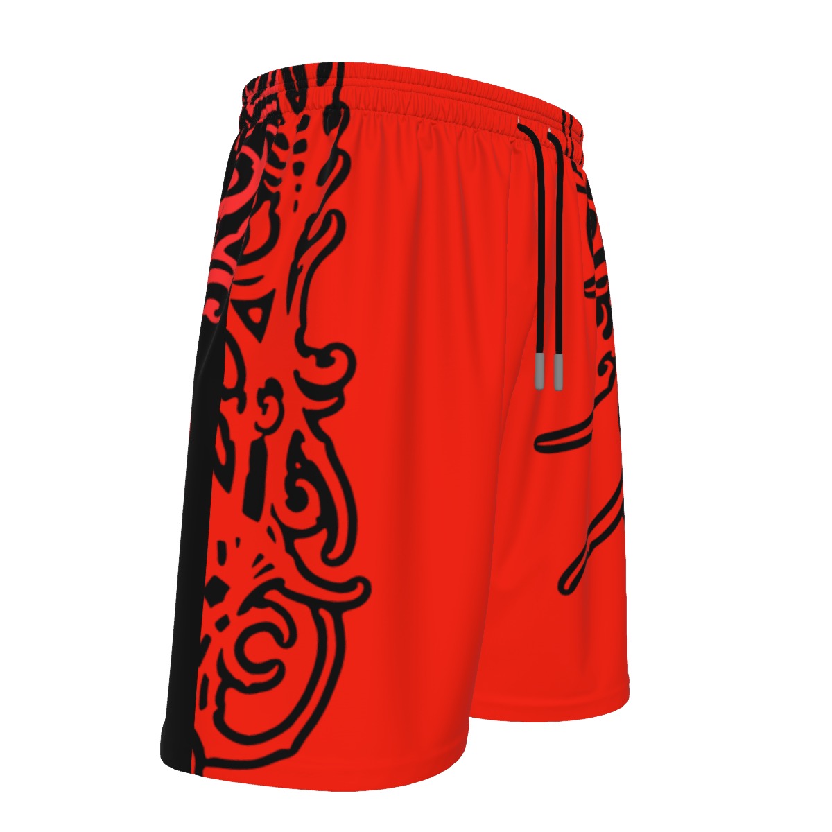Red and Black Print Beach Shorts
