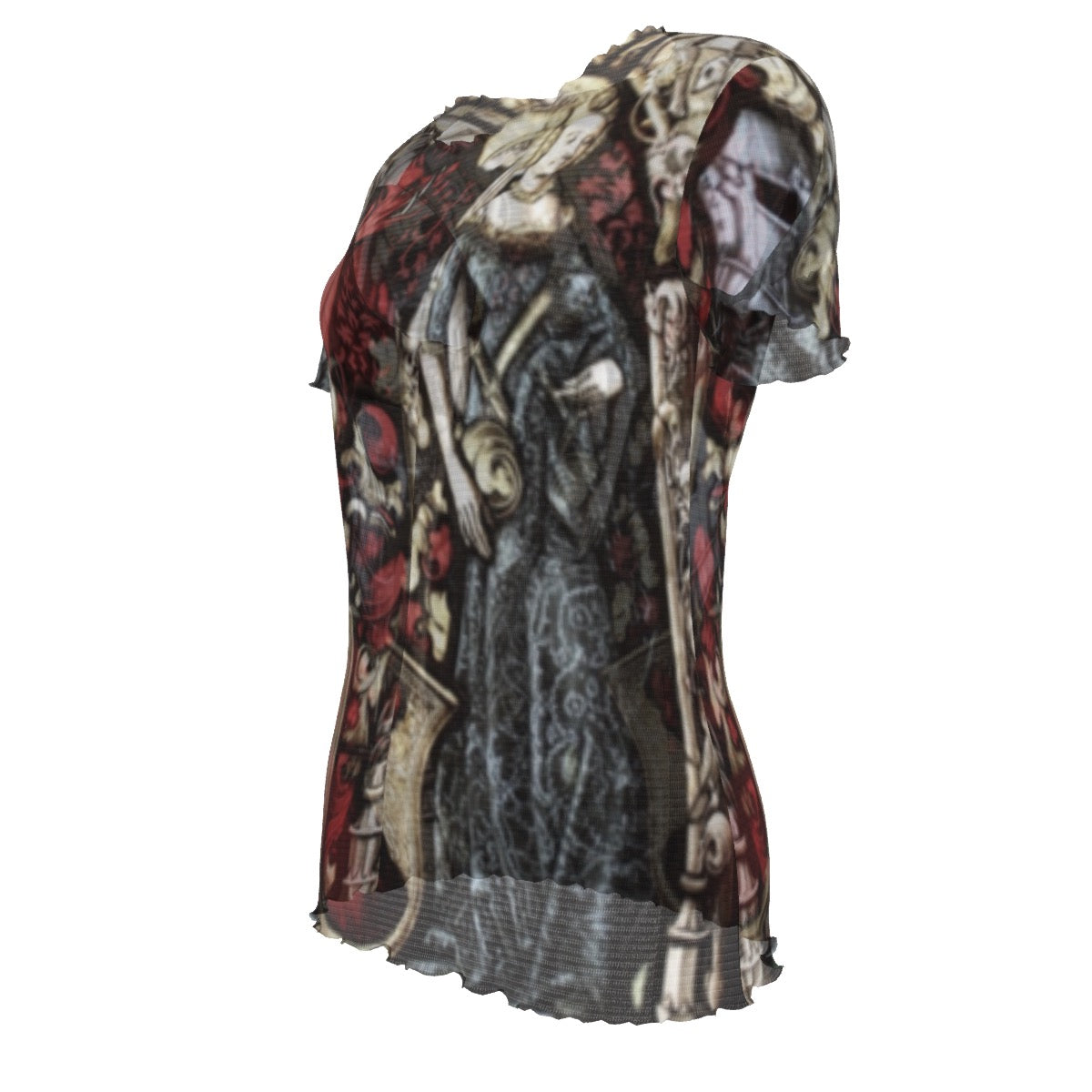 Medieval Danse Macabre Short Sleeve Mesh Blouse