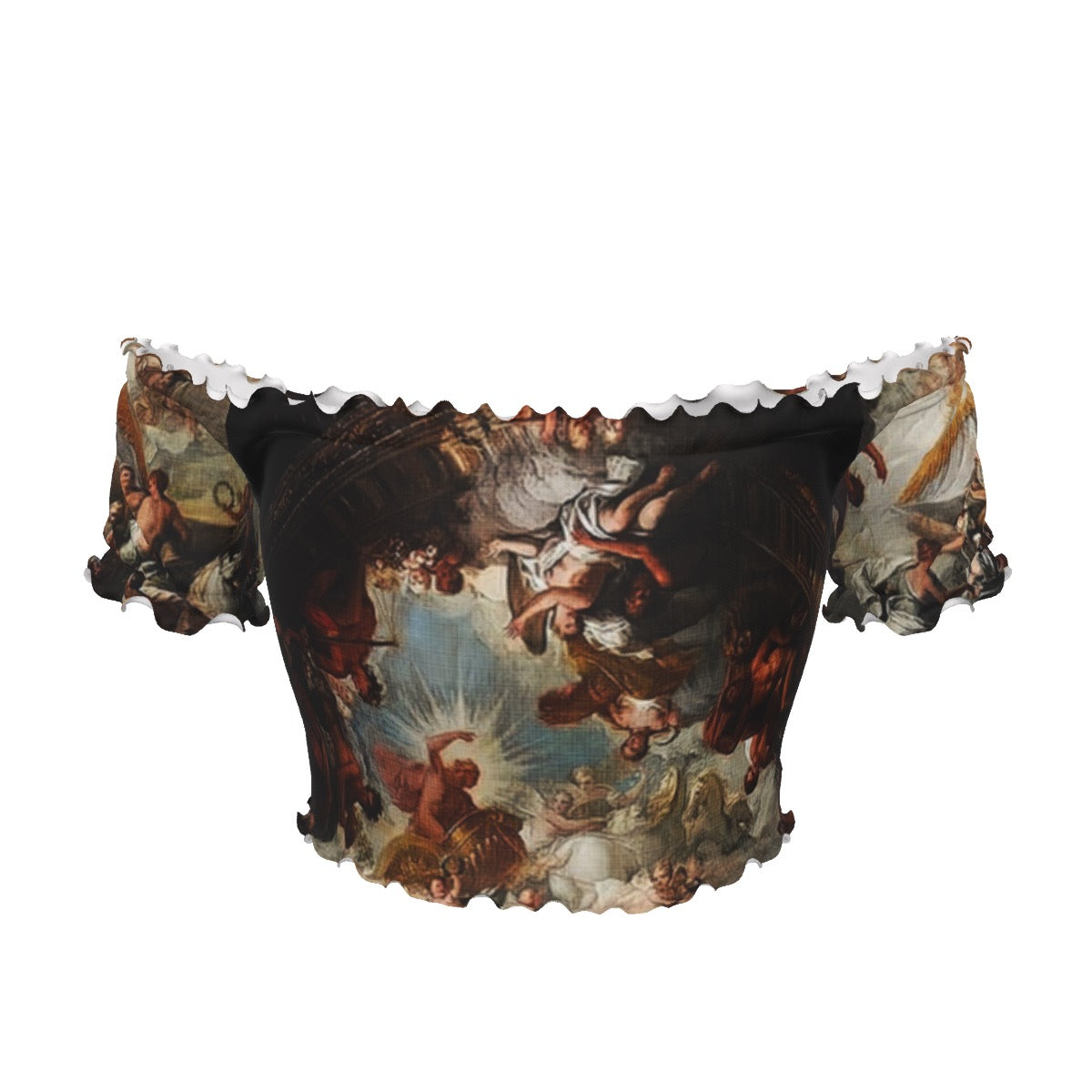 Baroque Painting Off Shoulder Short Sleeve Shirt
