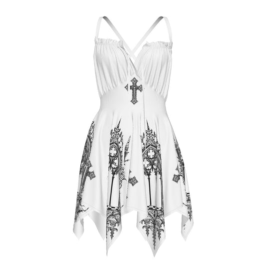 Gothic White Vampire Cross Slip Dress