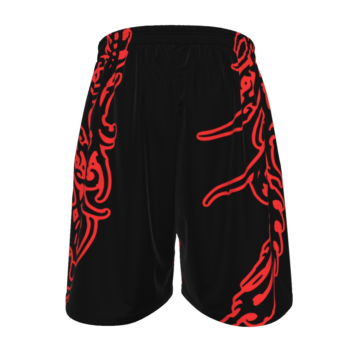 Red and Black Print Beach Shorts