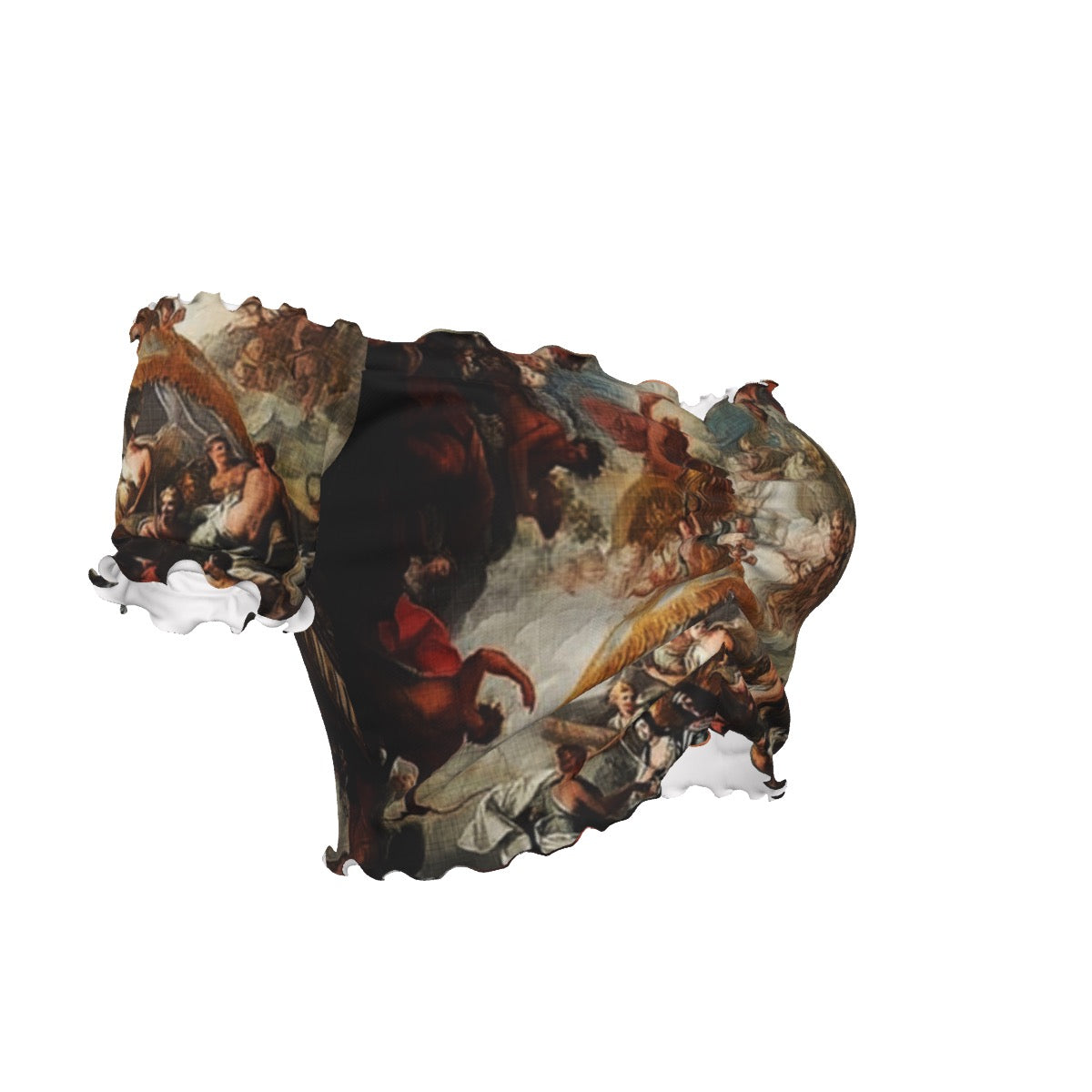 Baroque Painting Off Shoulder Short Sleeve Shirt