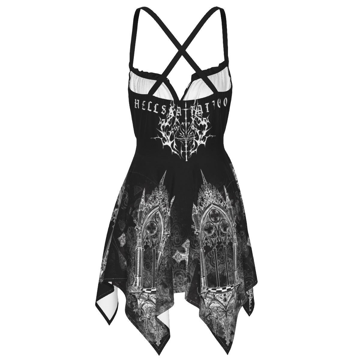 Gothic Black Vampire Cross Slip Dress