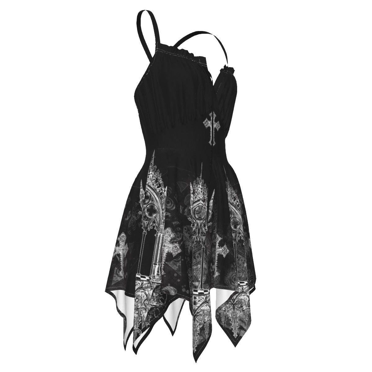 Gothic Black Vampire Cross Slip Dress