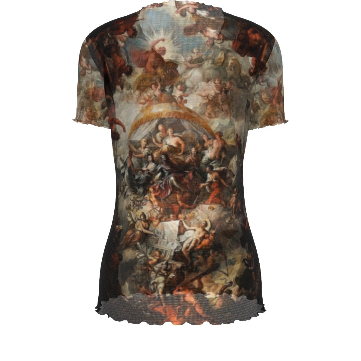 Baroque Painting Short Sleeve Mesh Blouse