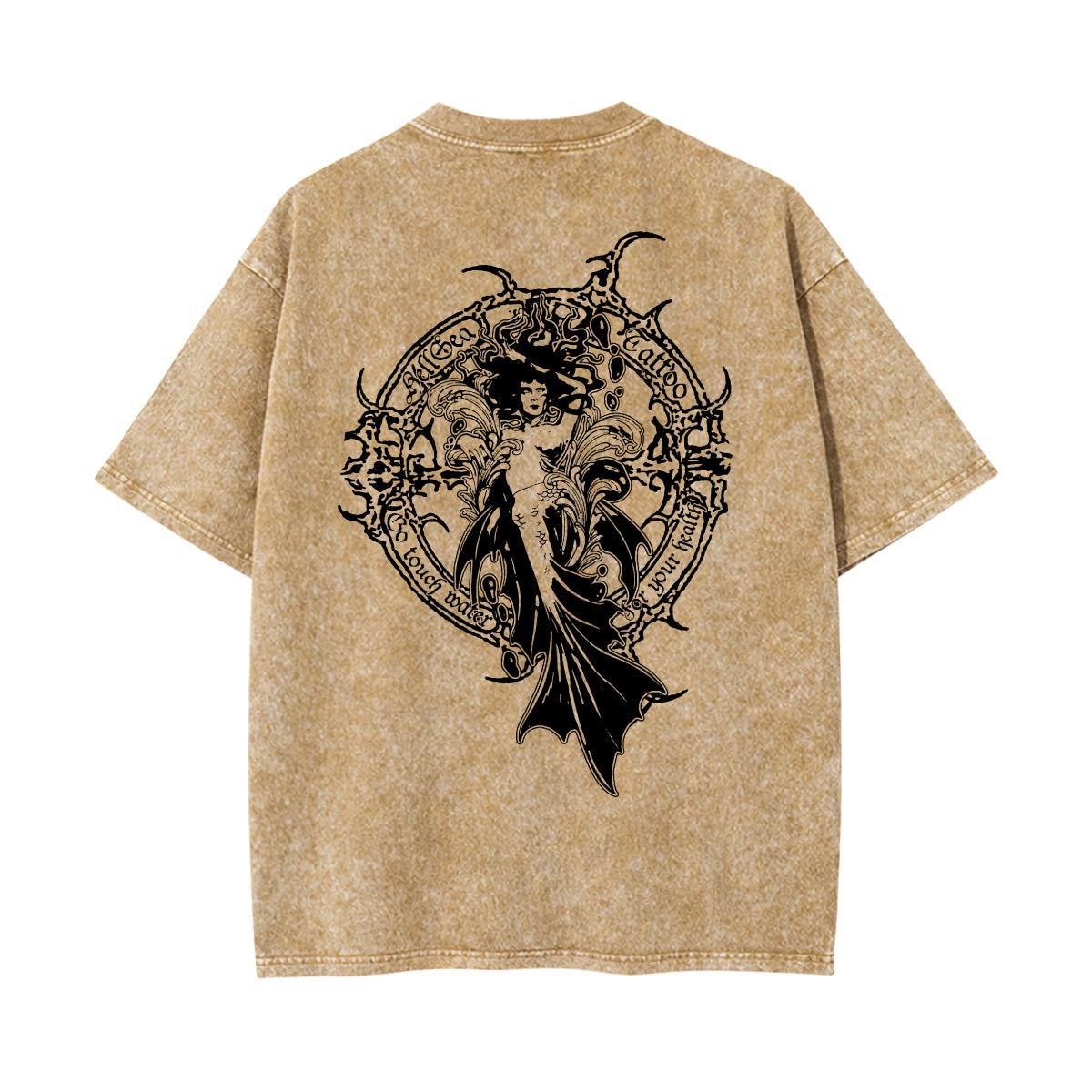 Touch Water Unisex Heavyweight Washed T-shirt Cotton Sand