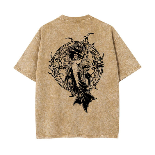 Touch Water Unisex Heavyweight Washed T-shirt Cotton Sand