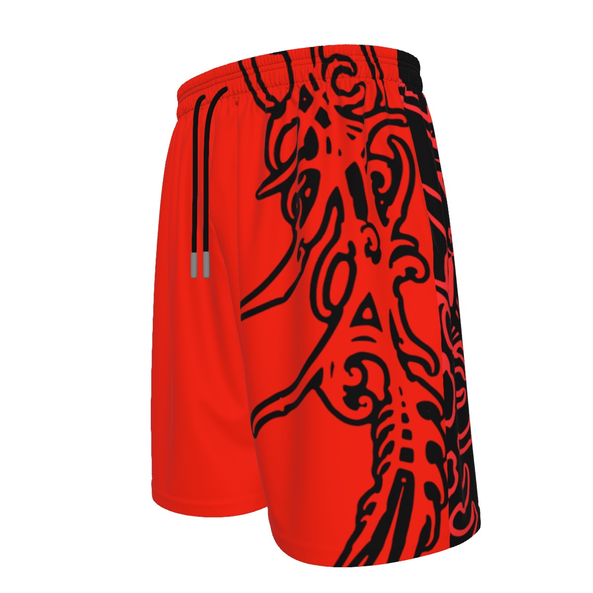 Red and Black Print Beach Shorts