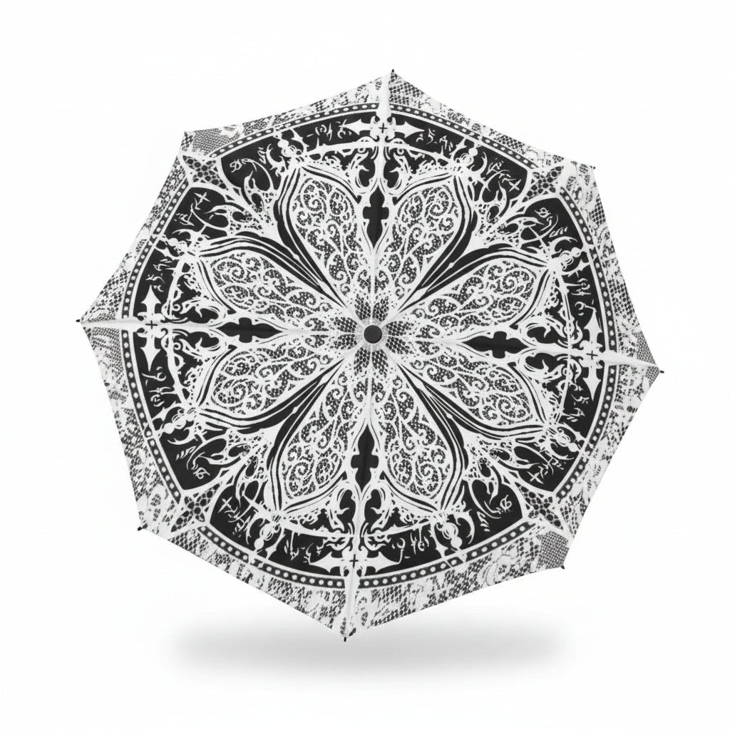 White/black Gothic Lace Mandala Umbrella