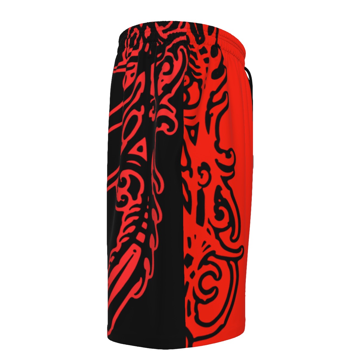Red and Black Print Beach Shorts