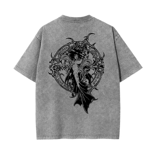 Touch Water Unisex Heavyweight Washed T-shirt Cotton Gray