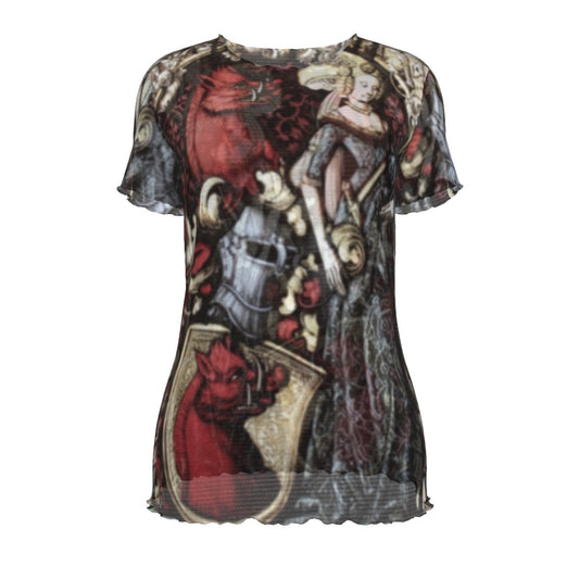 Medieval Danse Macabre Short Sleeve Mesh Blouse