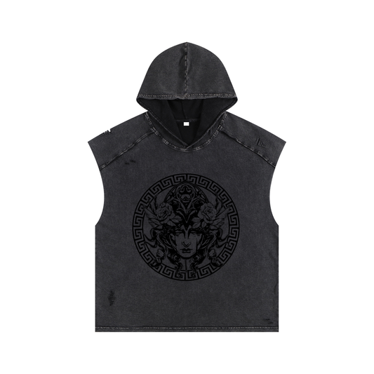Hypnos Blvck Snow Washed Boxy Hooded Tank Top