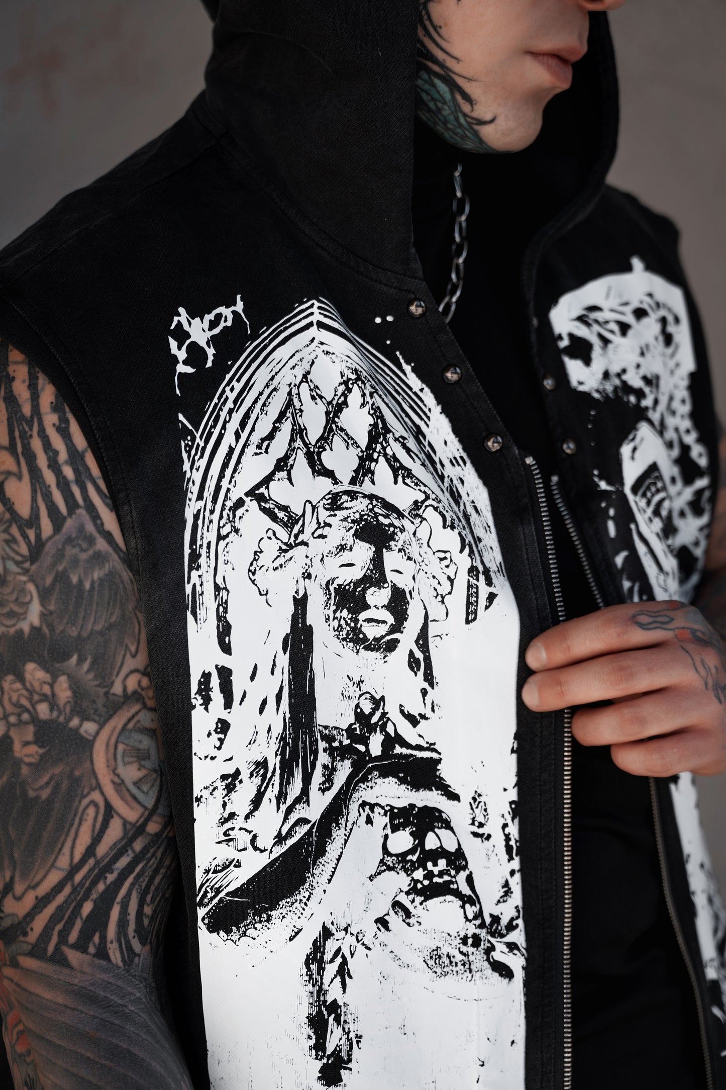 Faith Reaper Vintage Washed Zip-Up Hooded Tank Top