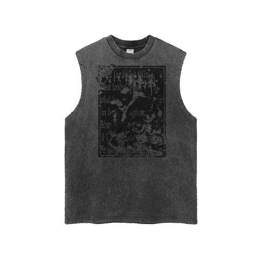 Hopeless Romantic Streetwear Unisex Snow Washed Frayed Hem Tank Top