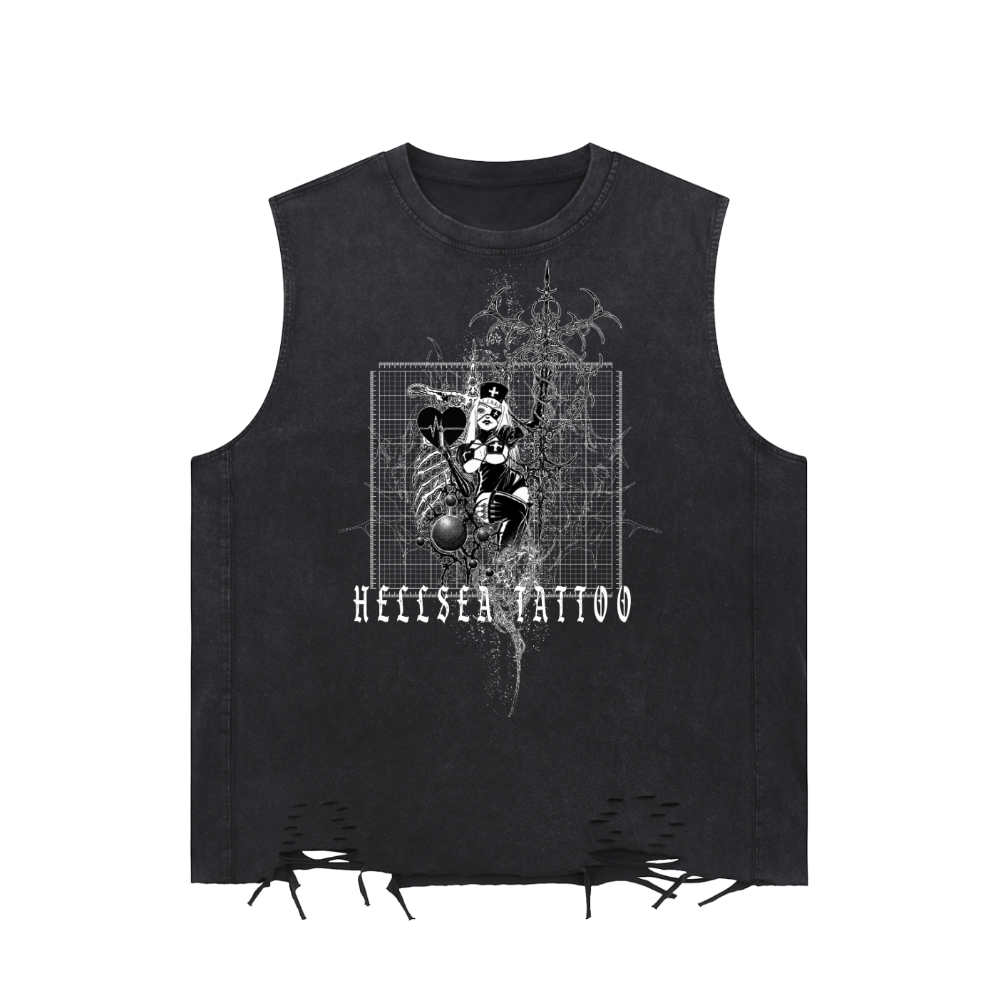 Sigil Nurse Snow Washed Raw-Hem Tank Top