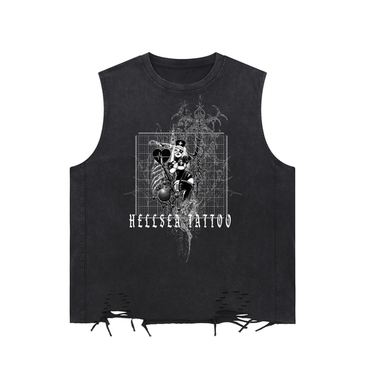Sigil Nurse Snow Washed Raw-Hem Tank Top
