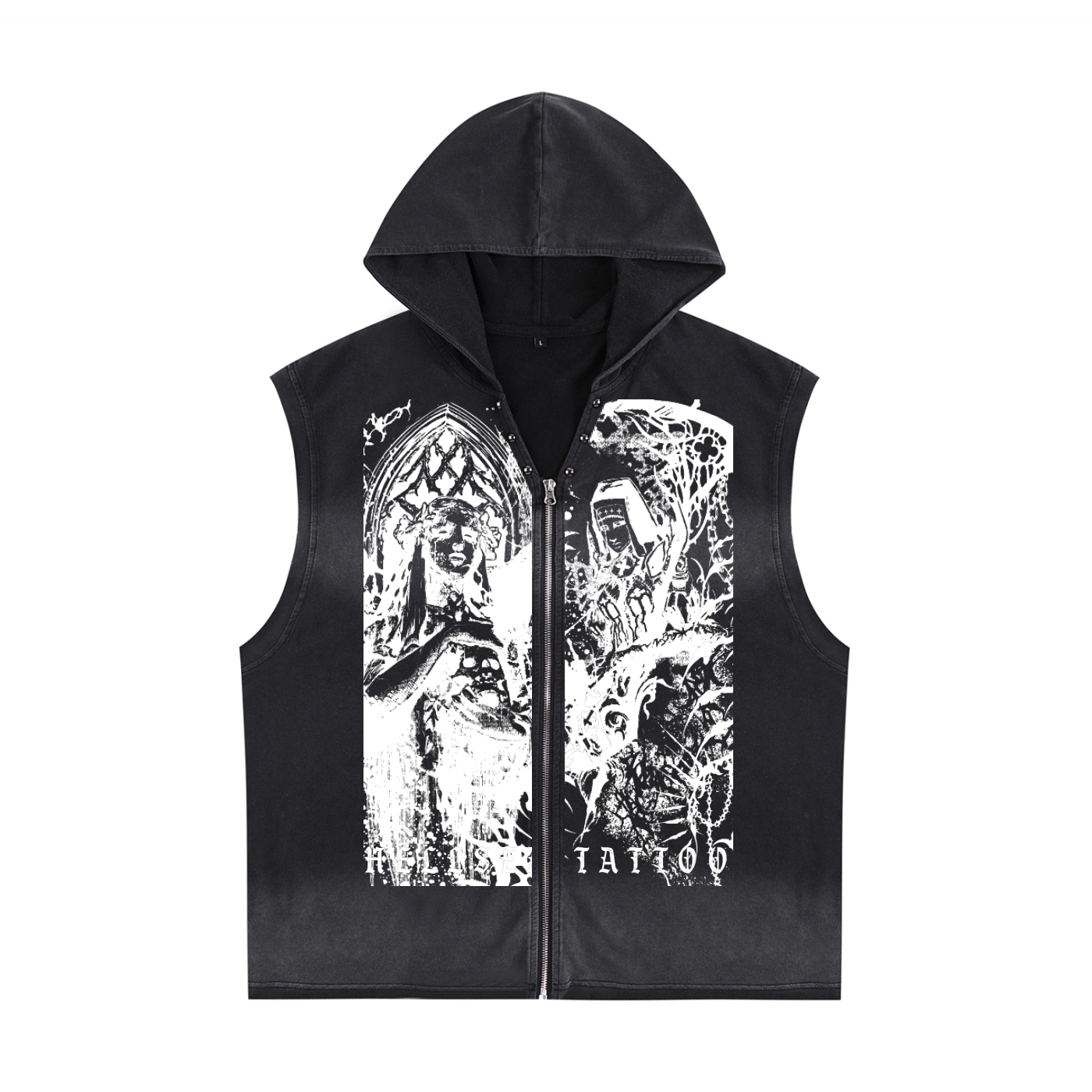 Faith Reaper Vintage Washed Zip-Up Hooded Tank Top