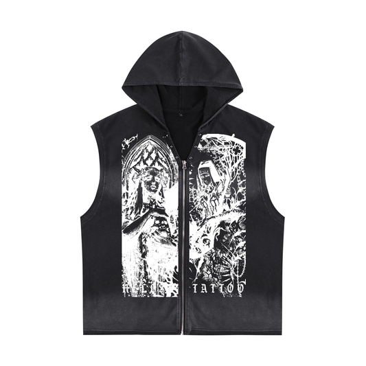 Faith Reaper Vintage Washed Zip-Up Hooded Tank Top