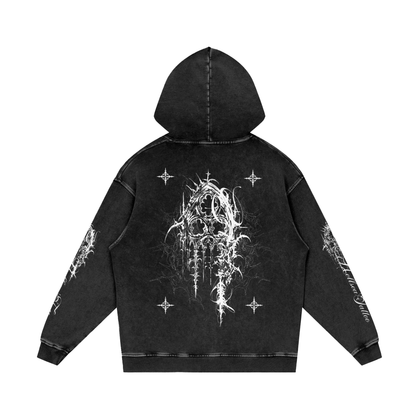 Blessed Sigil Snow Washed Loose Cotton Hoodie