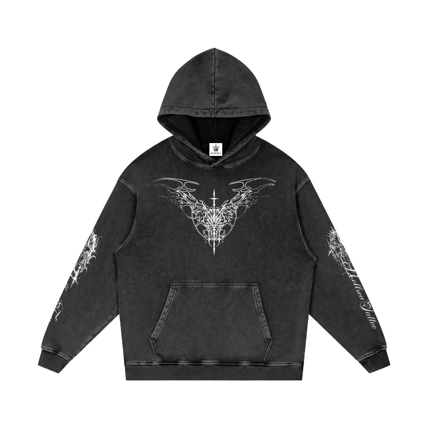 Blessed Sigil Snow Washed Loose Cotton Hoodie