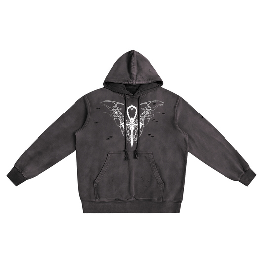 Flying Ankh Distressed Vintage Wash Hoodie