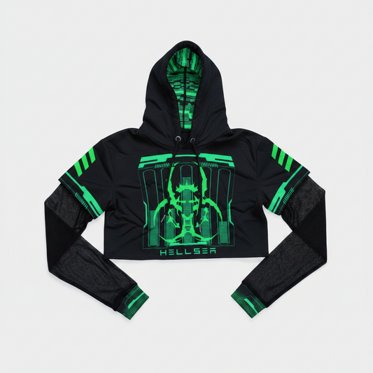 Mainframe Mesh Cropped Hoodie