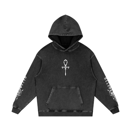 Protection Sigil Snow Washed Loose Cotton Hoodie